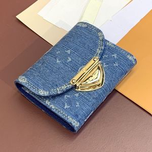 24SS TOP Luksusowy designer niebieski dżinsowy portfel Clamshell Serie
