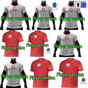 Versione giocatore di Polonia Maglie da calcio Lewandowski a casa 24/25 Polska National Team Milik Piszczek Piatek Grosicki Krychowiak Zielinski Shirt da calcio Kit Kit Men