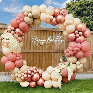 Double Stuffed Nude Balloon Garland Arch Kit Boho Wedding Birthday Party Rose Gold Metal Latex Balloons Baby Shower Decorations 240419