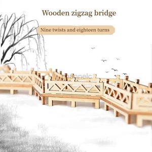 3D Puzzles Chinese Wooden Bridge Model Building Blocks DIY Assembly kit Model Architecture Material Woodcraft Ornament 3D Wooden Puzzle Toy 240419