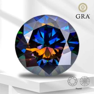 Anéis de casamento Moissanite Stone Round Cut Rainbow Purple Lab Cultived Diamond para anéis de jóias avançados Brincos fabricados com certificado GRA 240419