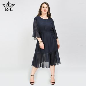 Lässige Kleider Super Fairy Plus Size Slim Looking mittelgroßer langes Kleid mit Kordelzug