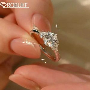 Wedding Rings GRA Certified 1CT Real Moissanite Ring For Woman D Color VVS1 Lab Diamond S925 Sliver Engagement Promise Wedding Band Jewelry 240419