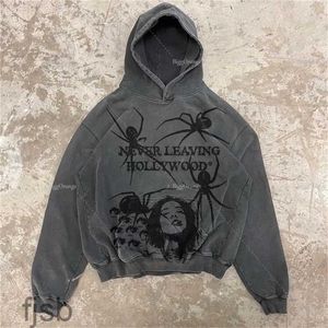 Högkvalitativ spindeltryck zip överdimensionerad hoodie män punk sport lös kappa Haruku gotiska streetwear långärmad koreansk mode 220819