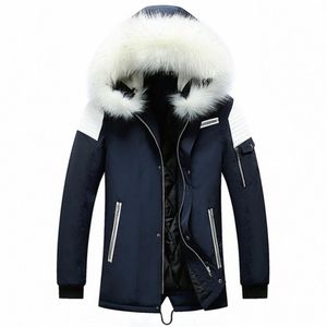 MEN039S Kış Sıcak Sahte Deri Eklenmiş Yastıklı Uzun Aşağı Alternatif Parka Coat Kürk Hood İnce Ceket Chaquetas Hombre5919163