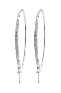 Earwire Findings 925 Sterling Silver Hook Pearl Drop örhängen Semi montering Cubic Zirconia Jewellery 5 ParS4776790