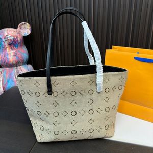 24SS Women's Luxury Designer Vintage Denim Tote Leather Shopping Bag Women's Tote Shoulder Bag Shopping Bag Makeup Bag Purse Afkx