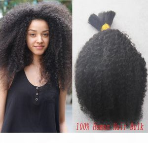 100g Afro Kinky Bulk 1 fasci Peli intrecciati umani Bulk senza trama mongola Mongole Peli di massa ricci per intrecciare capelli1662959