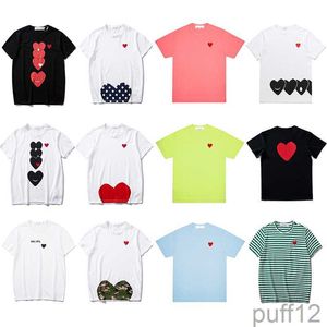 놀이 패션 남성 티셔츠 디자이너 레드 하트 셔츠 캐주얼 Tshirt 면화 자수 짧은 슬리브 여름 티셔츠 아시아 크기 7yeu