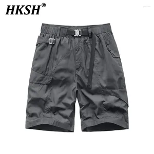 Mäns shorts HKSH Summer Functional Quick Torke Tide Metal Buckle Casual Kne Length Pants High Street Dark Capris HK0808