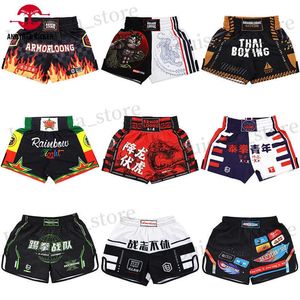Shorts masculinos muay thai shorts imprimindo shorts de boxe masculino short rápido short seco kickboxing combate sparring mixed marcial artes mma roupas t240419