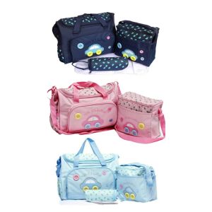 Bags Oxford Cloth Cartoon Mommy Bag with Handle Diaper Changing Pad Baby Bottle Cover Kit for Mom Dad Multifunctional