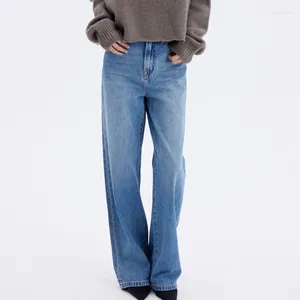 Women's Jeans High Waisted Four Seasons Loose Casual Solid Color Wide Leg Trousers For Women