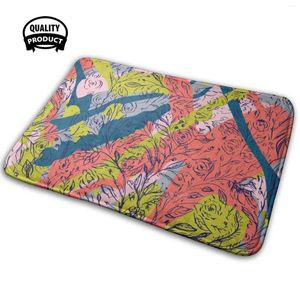 Carpets Color Walk 3D Soft Non-Slip Mat Rug Carpet Cushion Flowers Ink Summer Tropical Seaside Blue Coral Pink Roses Floral Graffiti