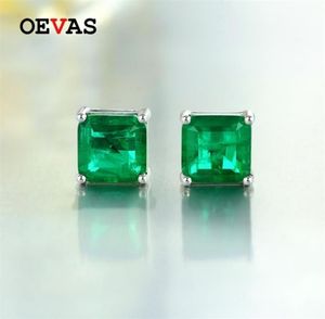 OEVAS Elegant 77mm Vintage emerald Stud Earrings Top quality Real 925 Sterling Silver Wedding Party Bride band jewelry Gifts 21066328134