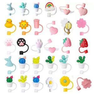 Cover Tips Reusable Creative Straw Silicone Drinking Dust Cap Splash Proof Plugs Lids Anti-Dust Tip Suower Cherry Blossom Rainbow Cat Paw For 6-8Mm Straws Anti- s