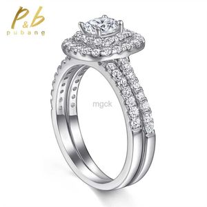 Anéis de casamento Pubang jóias finas sólidas 925 prata esterlina 5mm Moissanite Diamond Banda de casamento Anel de noivado para mulheres Presente de aniversário 240419