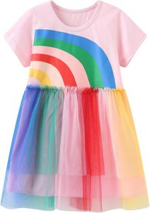 Toddler Girls Sukienka z krótkim rękawem bawełniana bawełniana swoboda letnie aplikacje koszulki koszulki