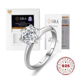 Anelli per matrimoni Hoyon con certificato GRA S925 Sterling Silver Six Holder Claws 1 Carat Flower VVS D Colore Moissanite Ring per donne 240419