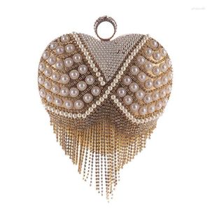 Bolsas noturnas 2024 Diamond Tassel Luxury Beads Patchwork Dinner Cartets Heart Chain ombro Bolsa Mn665