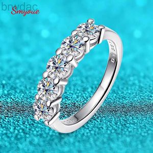 Solitaire Ring Smyoue White Gold D Color 4mm Moissanite Ring for Women 1.5CT Stone Match Diamond Wedding Band Bride S925 Sterling Silver GRA d240419