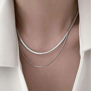 Layered Double Snake Bone Chain for Women with A High end Feel Light and Niche Gold Necklace