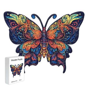 3D -pussel Butterfly Picture Animal Woode Jigsaw Delicate A3 A4 A5 3D -formade trädekorationer Holiday Present Jigsaw för vuxna Stress Reli 240419