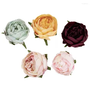 Flores decorativas 5pcs de alta qualidade a cabeça de flor de seda de seda decoração de casamento diy guirlanda artesanato decoração de decoração acessórios