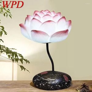 Lâmpadas de mesa WPD Contemporary Lotus Lâmpada de estilo chinês Room de quarto chá Estude Arte Luz decorativa