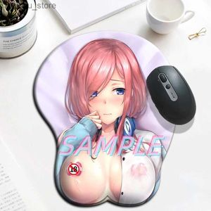 Mouse Pads Wrist Rests Nakano Miku Sexy Girl Big oppaii 3D Mouse Pad with Wrist Rest Silicone Over Watch Gaming Mousepad Anime Desk Mat Y240419