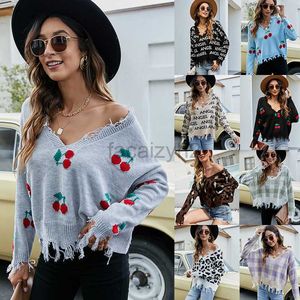 Kvinnors tröjor Pullover Women's Loose Short V-Neck Women's Sweater Autumn/Winter New Tassel Knit Fashion T Shirt Tops