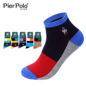 Ny ankomst Pier Polo Summer Socks Brand Cotton Casual Ankle Breattable Brodery Men 5PairSlot H091155306386772761