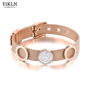 Link Bracelets YiKLN Bohemia CZ Crystal Round Disc Charm Jewelry For Women Waterproof Stainless Steel Adjustable Bracelet YB19096