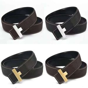Design Man Real Calfskin Leather Strap Ceinture Luxe Homme Gold Sier Letter Buckle Belt Highest Quality Classic Style Width 38mm