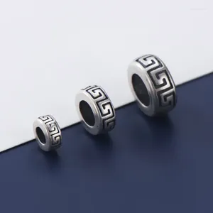 Gevşek değerli taşlar 925 Sterling Gümüş Tekerlek Şekli Büyük Delik Uzay Boncukları 6mm 8mm 10mm El Sanatları Sıkıntılı DIY Takı Bulguları