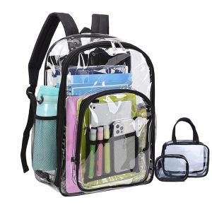 Bags esportam mochilas claras homens homens veem através de mochilas ginástica mini bookbag transparente para o evento de viagem de segurança do trabalho escolar