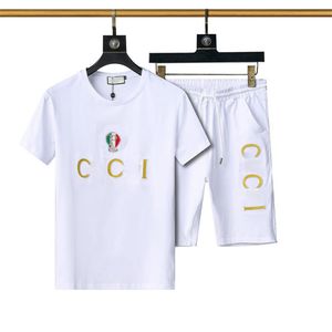 Men's Tracksuits t shirt sets Luxury Designers Embroidered letter fashion sportswear suit men clothes summer running wear T-shirt short-sleeved sports two-piece#17