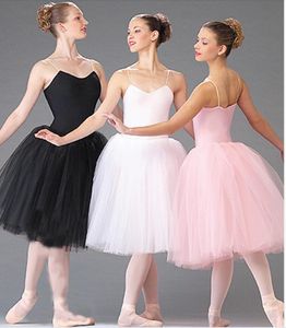 Scene Wear Adult Romantic Ballet Tutu Dance Repetition Practice kjolar Swan Costumes For Women Long Tulle Dresses White Pink Black 5777534