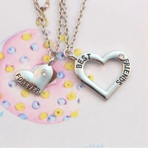 Colares de colares de colares pendentes 2 peças/conjunto bff jewelry casal Heart Friends Colar para sempre meninas meninas irmãs shinestone cristal quebra -cabeça Frien