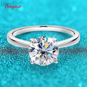 Solitaire Ring Smyoue White Gold 2CT 100% Moissanite förlovningsring för kvinnor S925 Sterling Silver Lab Diamond Promise Wedding Band Jewelry D240419