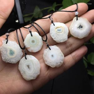 Link Bracelets Natural Agate Geode Slice Pendant DIY Necklace Quartz Crystal Mineral Healing Reiki Gift Gemstone Crafts