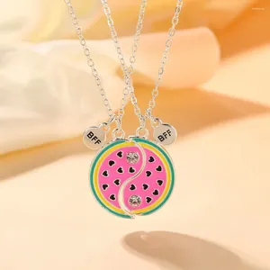 Chains Lovely Round Watermelon Magnetic Necklace For Women Men Fashion Friends Fruit Pendant Chain Jewelry Accessories Gifts 2024