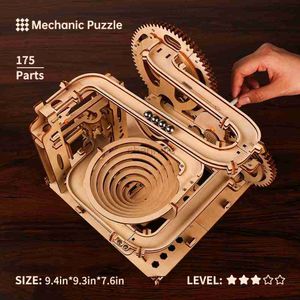 3D -Rätsel 3d Holzrätsel DIY Marmor Run Build Block Kit Modell Handwerk Dekoration Ausbildung Rätsel Spielzeug Geburtstagsgeschenke für Kinder 240419