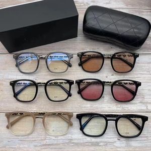 Óculos de sol de grife para homens Mulheres com caixa de caixa de ouro Grande quadro quadrado Myopia Black Plate vegano copos anti-azul casal de casas de óculos de alta qualidade