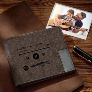 Wallets Custom Scannable Spotify Code Wallet Engraved Music Song Wallet Unique Design Gifts For Musicians PU leather Double Fold Purse