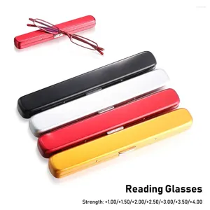 Sunglasses Frame Presbyopic Glasses Spring Hinge Readers Eyeglasses Mini Reading With Portable Pen Clip Case Blue Light Blocking