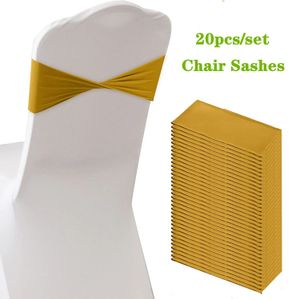 20PCSSet Spandex Stretch Chair Sashes BowsElastic Cover Bands Ties Without Buckle for Wedding Reception Banquet Events 240407