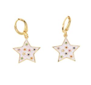 Hoop Huggie Gold Piect Star White smalto Rainbow CZ Sparking Earrings for Women Carina Girl Shiny Wedding Boho 20219930032