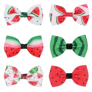 Baby Watermelon Printed Bow Hair Clips Girls Ribbon Bowknot Hairpins Barrettes Kids Bangs Headwear Hair Accessories LL