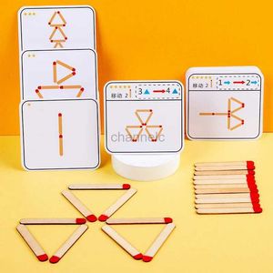 3D Puzzles MatchStick Puzzle Game Wooden Toy DIY Math Geometry Gra Kreatywne myślenie Dopasowanie logiki trening edukacyjny dla dzieci 240419